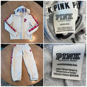 Victoria's Secret PINK Gray Tracksuit with Red Accents